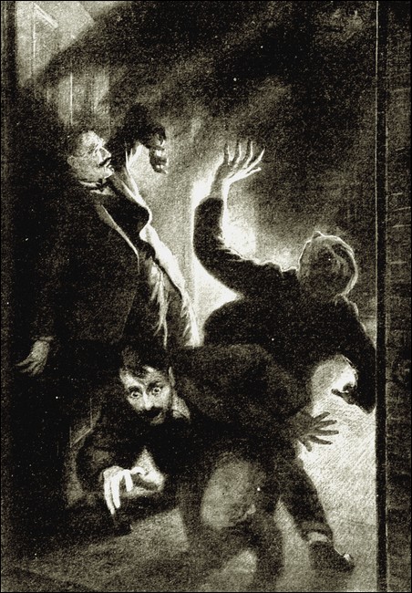 The black shadows were rushing swiftly and noiselessly downwards!