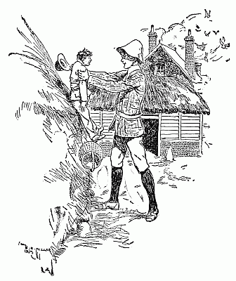 He lifted up the baker’s boy and set him on top of the haystack