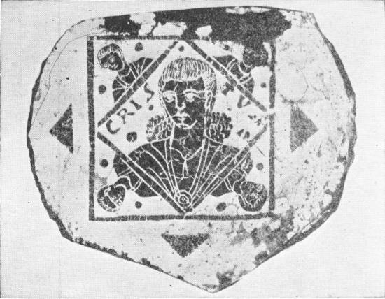 EARLY IDEAL PORTRAIT, IN GILDED GLASS, OF JESUS CHRIST IN WHICH THE TRADITIONAL BEARD IS NOT SHOWN