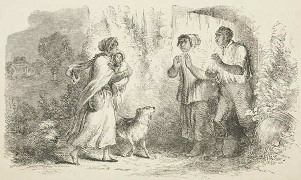 Eliza comes to tell Uncle Tom that he is sold, and that she is running away to save her child.