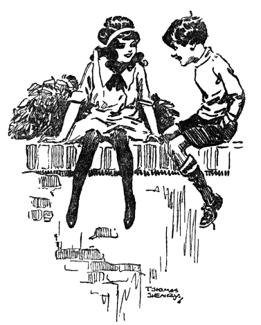 Dorita and Williamsitting on the garden wall