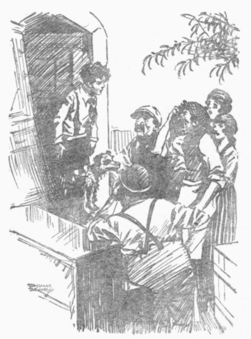 William's jersey was torn from shoulder to hem. He looked stern and indignant.