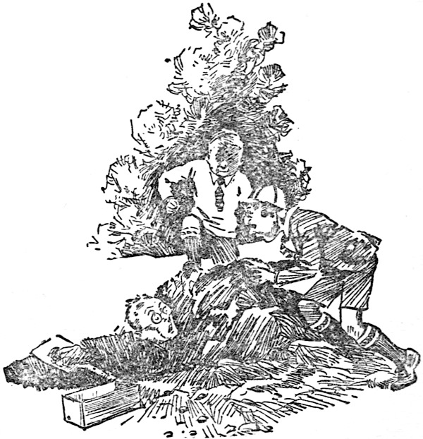 THEY CREPT ACROSS THE LAWN AND SUDDENLY OVERTURNED THE HEAP OF FRESH-DUG EARTH OVER THE EDGE OF THE HOLE UPON ITS OCCUPANT.