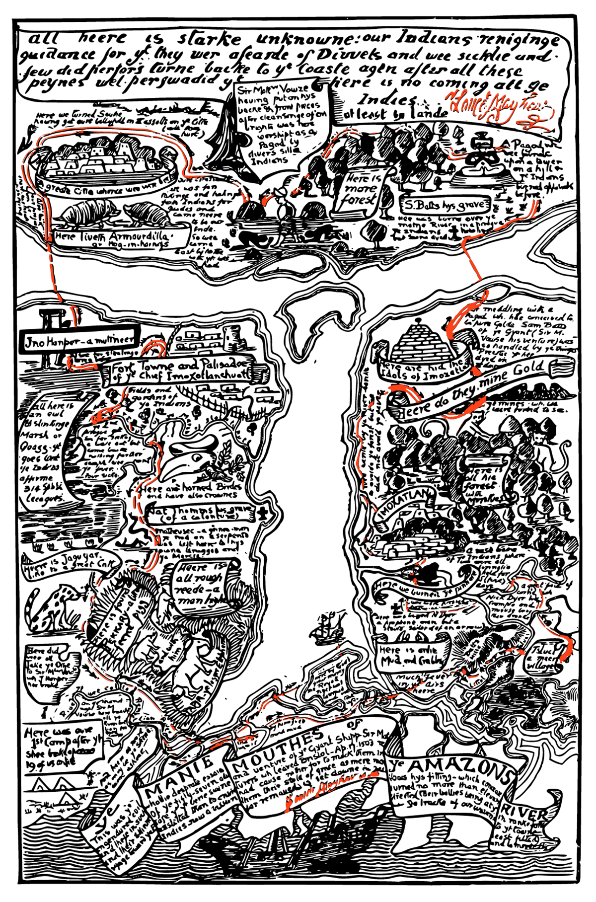 This is an inciting map of the Turbid Amazon done in Red and Black.