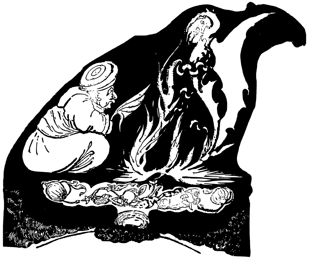 This is the picture of the Djinn making the beginnings of the Magic that brought the Humph to the Camel.